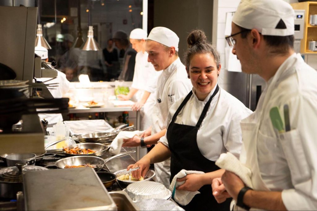 Stratford Chefs School’s Winter program curriculum includes preparing and serving multi-course Student Chef Lab Dinners